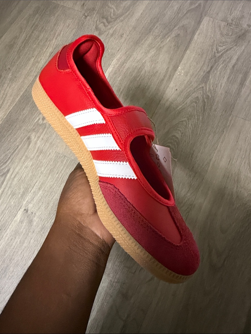 adidas Kids Red & White Velcro Three-Stripe Sneaker with Gum Sole
